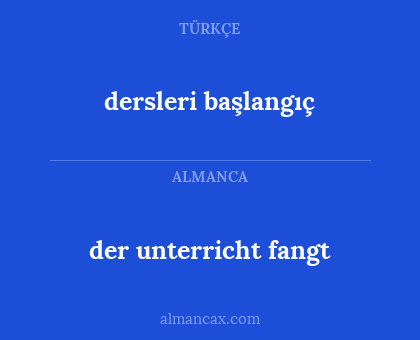 dersleri başlangıç - der unterricht fangt