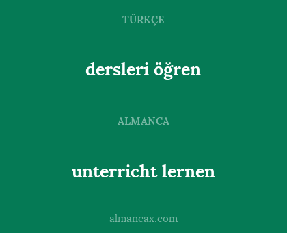 unterricht lernen - dersleri öğren