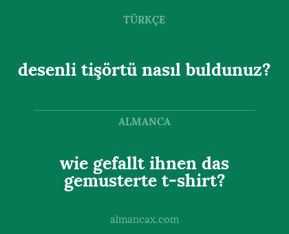 desenli tişörtü nasıl buldunuz? - wie gefallt ihnen das gemusterte t-shirt?
