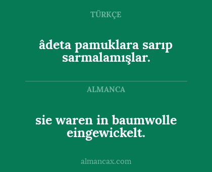 sie waren in baumwolle eingewickelt. - âdeta pamuklara sarıp sarmalamışlar.