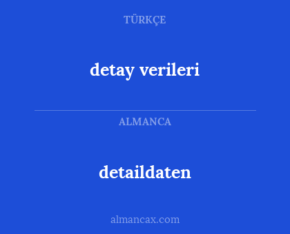 detaildaten - detay verileri