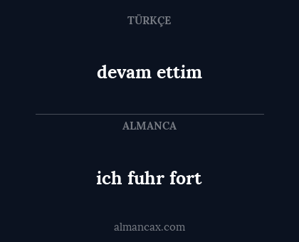 devam ettim - ich fuhr fort