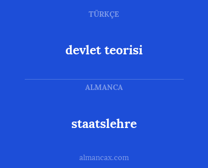 devlet teorisi - staatslehre