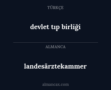 landesärztekammer - devlet tıp birliği