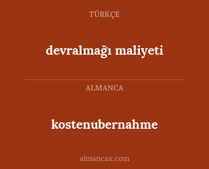 devralmağı maliyeti - kostenubernahme
