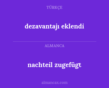dezavantajı eklendi - nachteil zugefügt