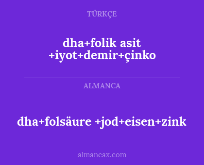 dha+folsäure +jod+eisen+zink - dha+folik asit +iyot+demir+çinko