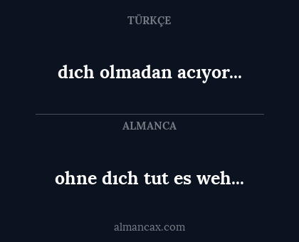 ohne dıch tut es weh... - dıch olmadan acıyor...