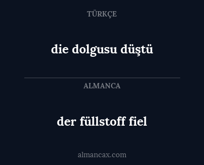 der füllstoff fiel - die dolgusu düştü