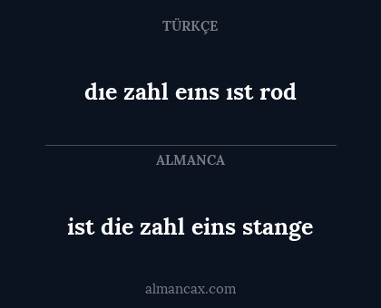 dıe zahl eıns ıst rod - ist die zahl eins stange