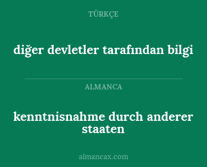 diğer devletler tarafından bilgi - kenntnisnahme durch anderer staaten