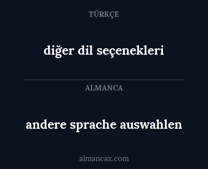 diğer dil seçenekleri - andere sprache auswahlen