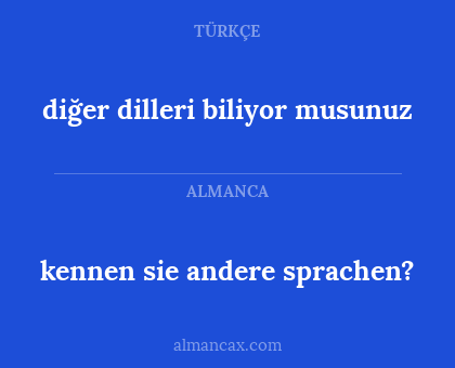 diğer dilleri biliyor musunuz - kennen sie andere sprachen?