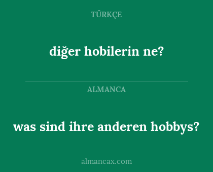 was sind ihre anderen hobbys? - diğer hobilerin ne?