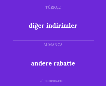 diğer indirimler - andere rabatte