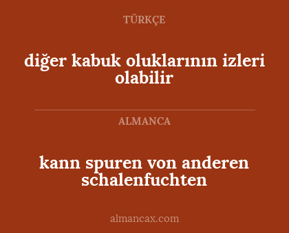 kann spuren von anderen schalenfuchten - diğer kabuk oluklarının izleri olabilir