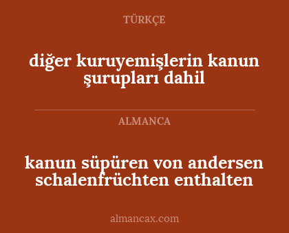 diğer kuruyemişlerin kanun şurupları dahil - kanun süpüren von andersen schalenfrüchten enthalten