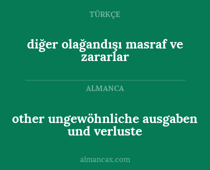 other ungewöhnliche ausgaben und verluste - diğer olağandışı masraf ve zararlar