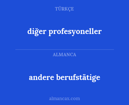 andere berufstätige - diğer profesyoneller