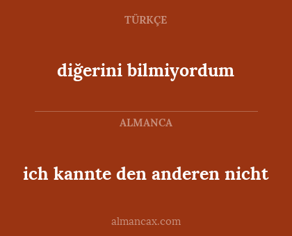 ich kannte den anderen nicht - diğerini bilmiyordum