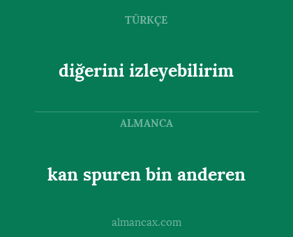 diğerini izleyebilirim - kan spuren bin anderen