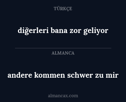 andere kommen schwer zu mir - diğerleri bana zor geliyor