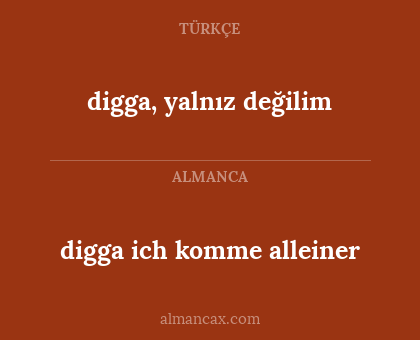 digga ich komme alleiner - digga, yalnız değilim