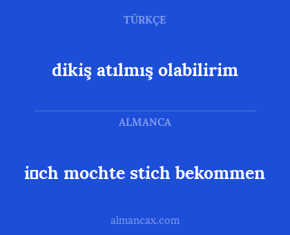 i̇ch mochte stich bekommen - dikiş atılmış olabilirim