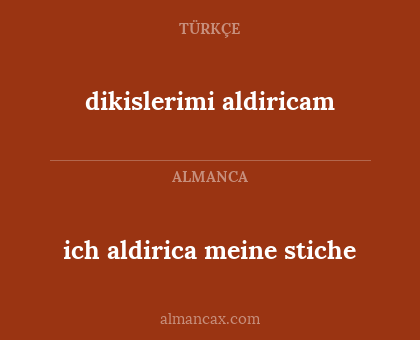 ich aldirica meine stiche - dikislerimi aldiricam