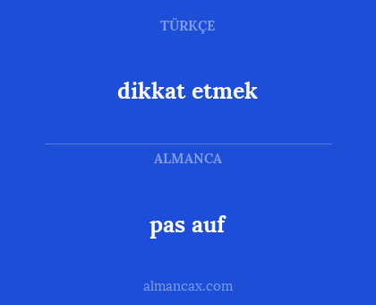 pas auf - dikkat etmek