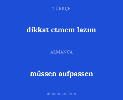 müssen aufpassen - dikkat etmem lazım
