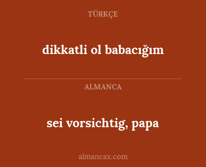 sei vorsichtig, papa - dikkatli ol babacığım