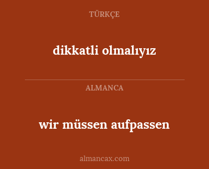 dikkatli olmalıyız - wir müssen aufpassen