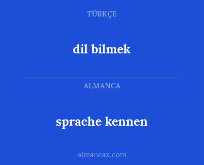 dil bilmek - sprache kennen