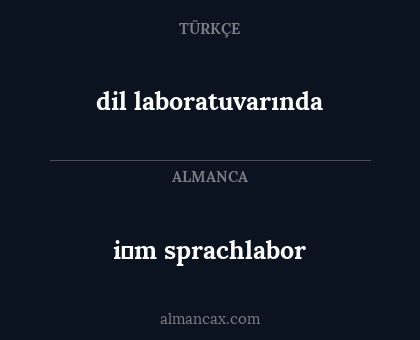 i̇m sprachlabor - dil laboratuvarında