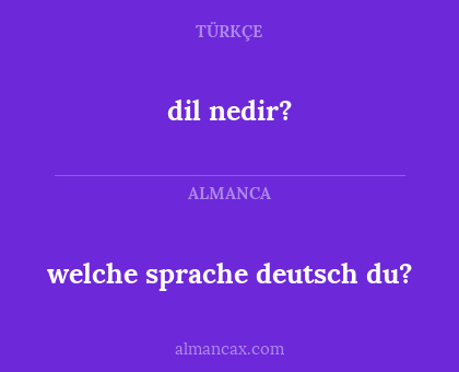 welche sprache deutsch du? - dil nedir?