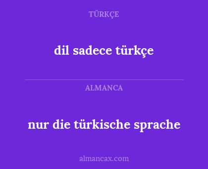 dil sadece türkçe - nur die türkische sprache