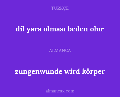 dil yara olması beden olur - zungenwunde wird körper
