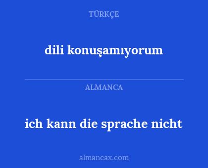 dili konuşamıyorum - ich kann die sprache nicht