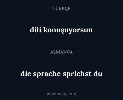 dili konuşuyorsun - die sprache sprichst du
