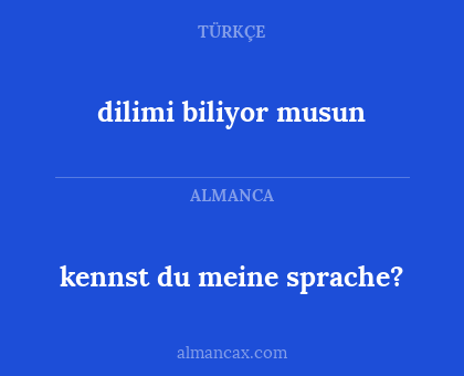 kennst du meine sprache? - dilimi biliyor musun
