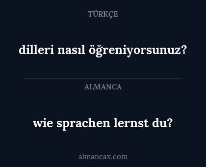 dilleri nasıl öğreniyorsunuz? - wie
sprachen lernst du?