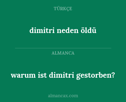 dimitri neden öldü - warum ist dimitri gestorben?