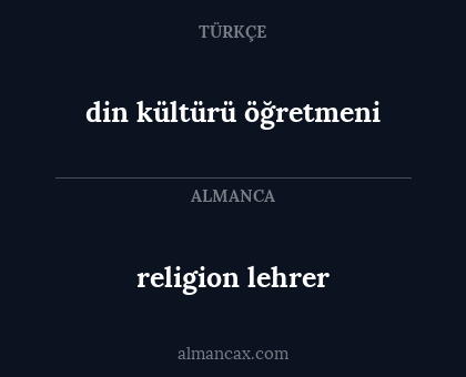 religion lehrer - din kültürü öğretmeni