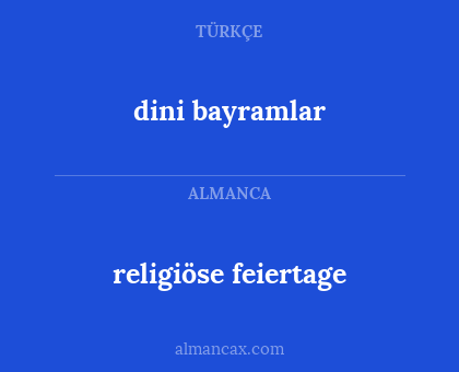 dini bayramlar - religiöse feiertage