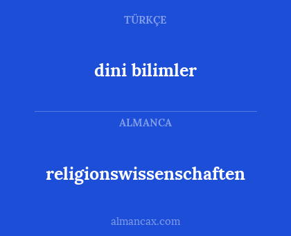 religionswissenschaften - dini bilimler