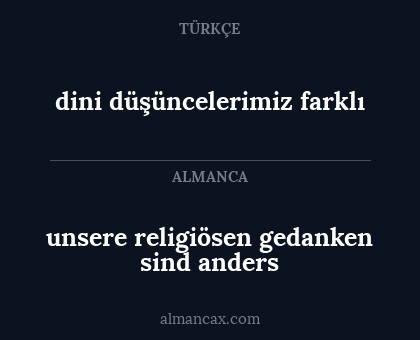 unsere religiösen gedanken sind anders - dini düşüncelerimiz farklı