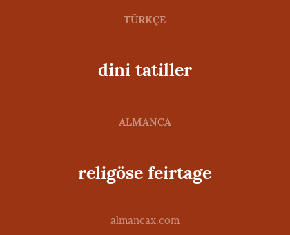 dini tatiller - religöse feirtage
