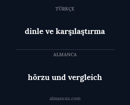 hörzu und vergleich - dinle ve karşılaştırma