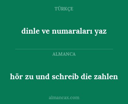dinle ve numaraları yaz - hör zu und schreib die zahlen